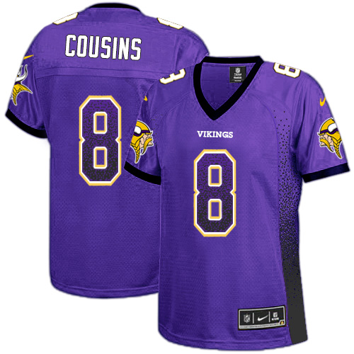 Nike Vikings #8 Kirk Cousins Purple Team Color Women's Stitched NFL Elite Drift Fashion Jersey - Click Image to Close